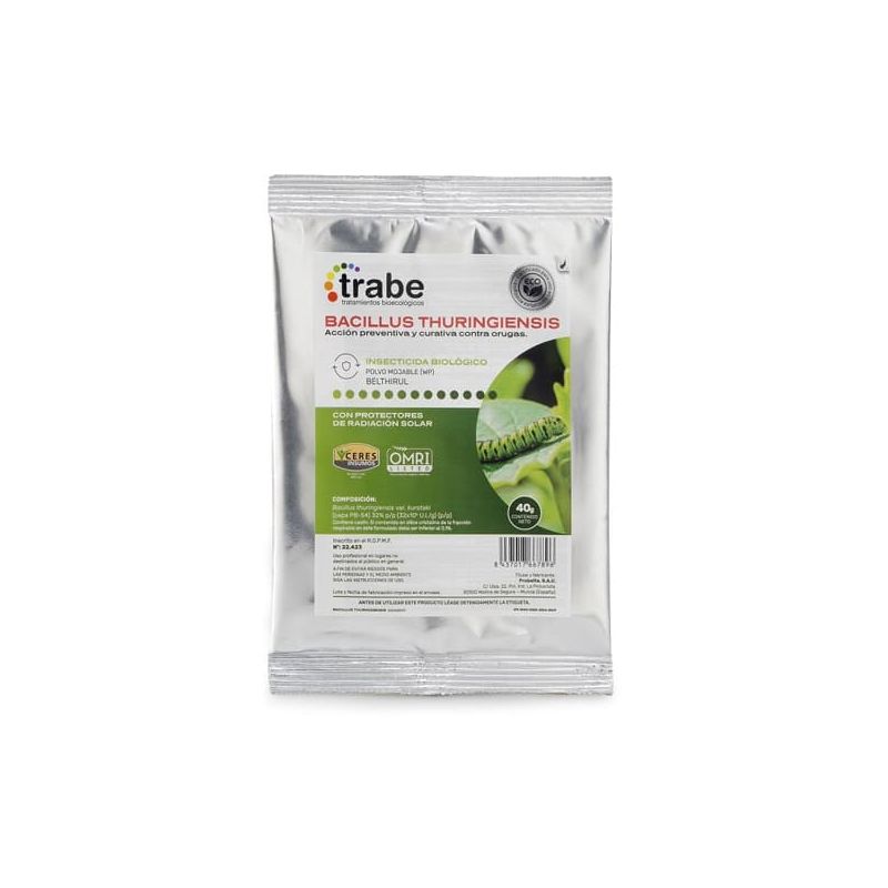 Bacillus Thuringiensis 40g de Trabe insecticida bio contra orugas