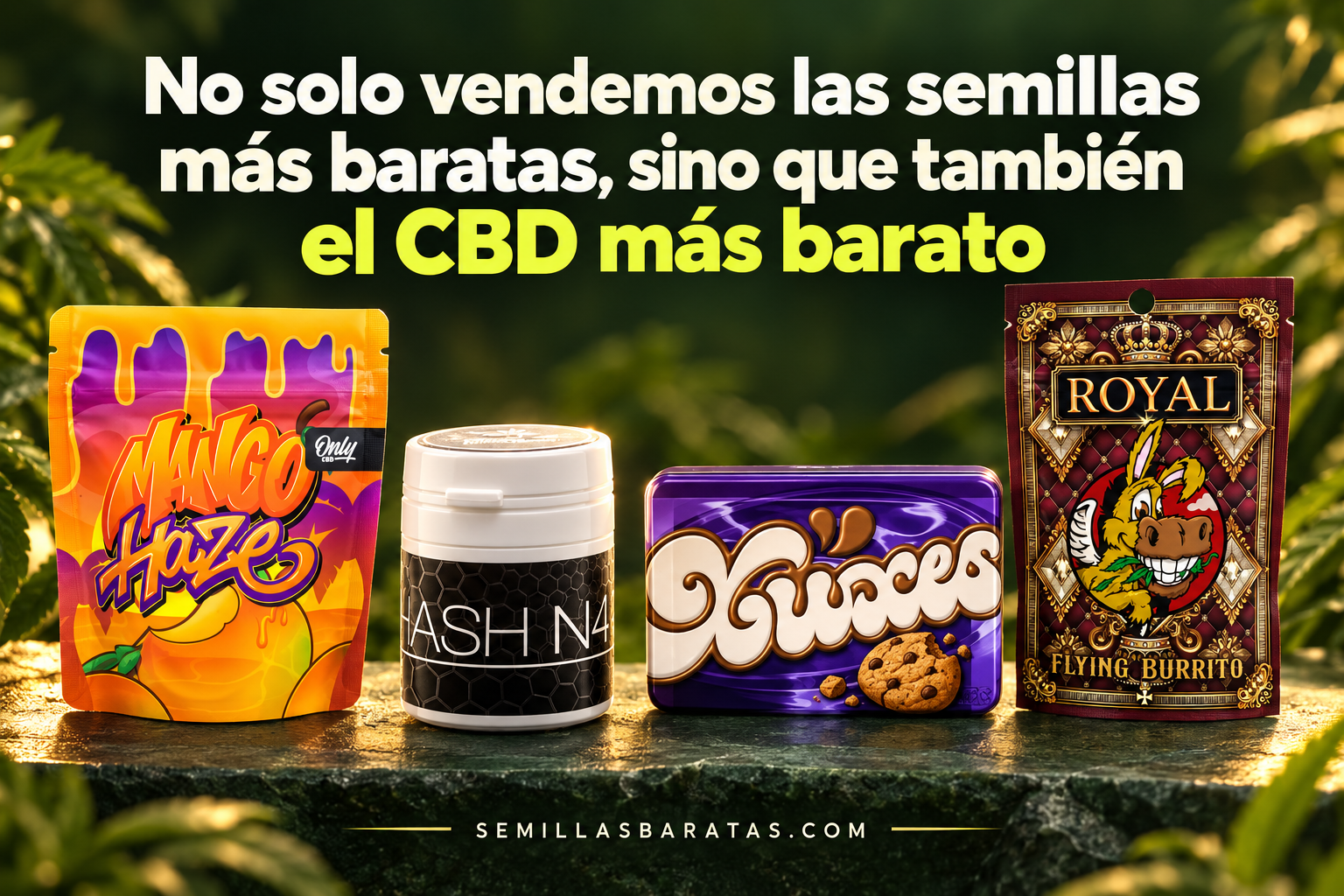 No solo vendemos las semillas más baratas, sino que también el CBD más barato. Only CBD, Bee Products, CBD Xuxes y Flying Burrito.